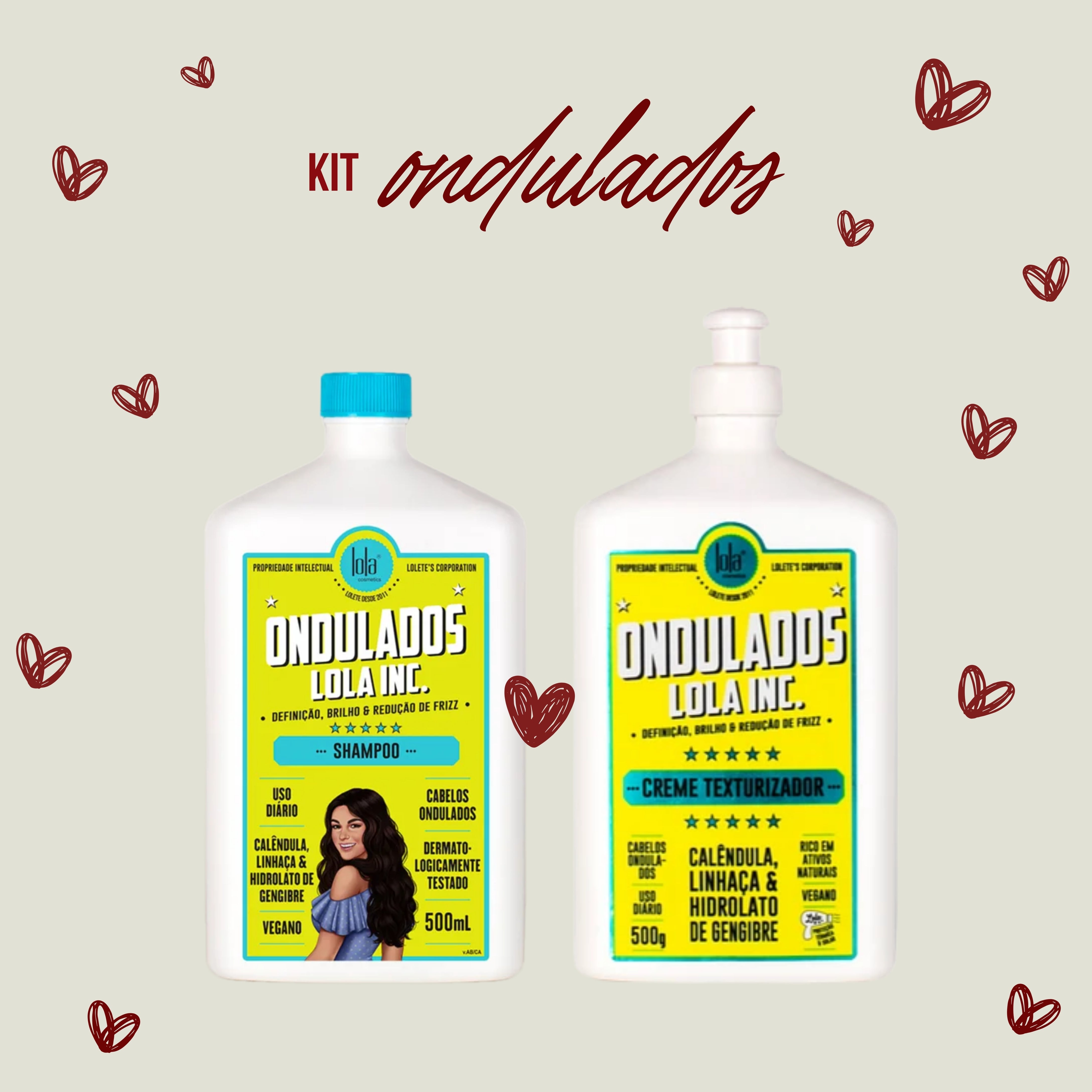 LOLA - Kit Ondulados - Shampoo 500ml + Creme Texturizador 500ml